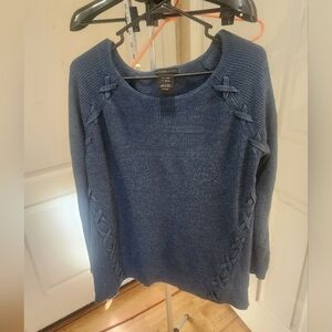 Design History Navy Sweater with Braided Accents Design History Size XXL